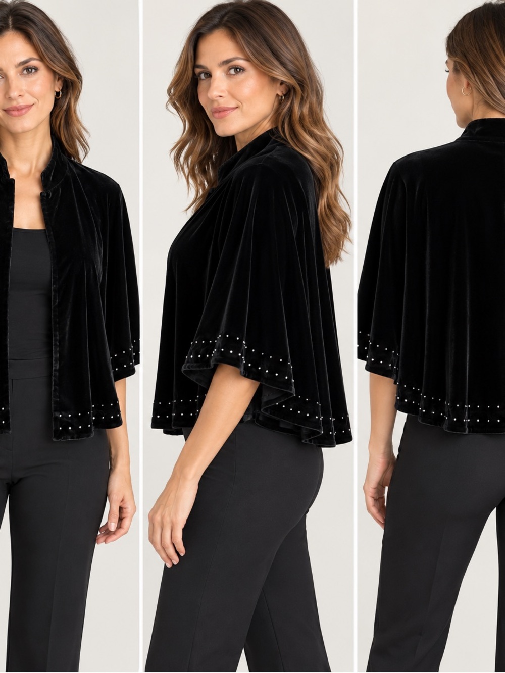 Valerie Stevens Black Velvet Beaded Capelet